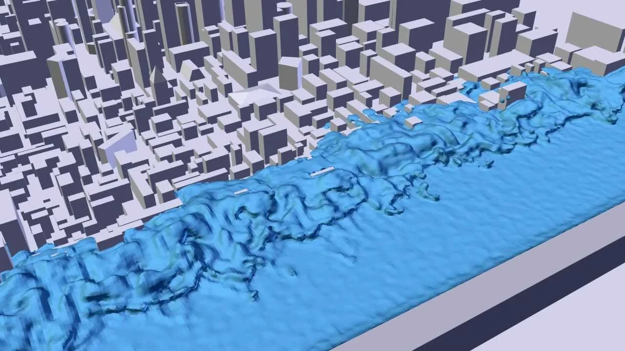 Tsunami Floods City 2 - Blender Simulation